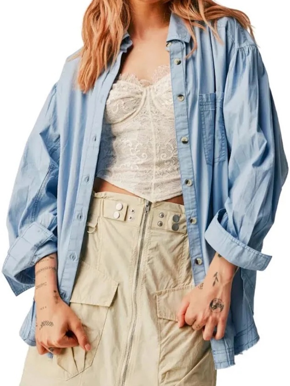 We The Free Dark Blue Happy Hour Button Down Shirt